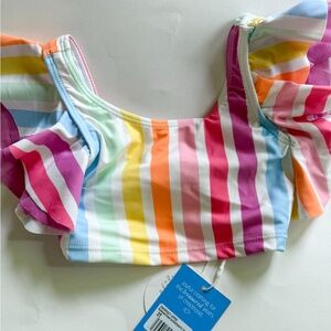 Rufflebutts Colorful Striped Swim Top